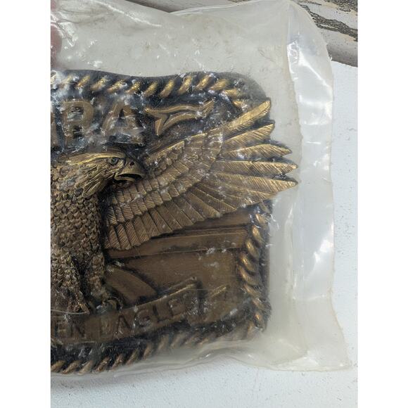 Vintage NRA Golden Eagle Belt Buckle Brass USA Patriotic Eagle Emblem 981198 New - Picture 3 of 12